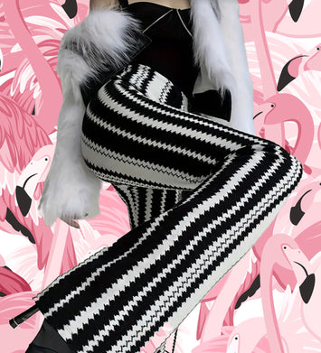 Black and White Flare Leg Pants