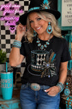 Jeweled Top Hat women’s western rhinestone graphic tee - Pink Ostrich Boutique