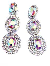 Oval Rhinestone Drop Earrings