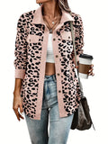 Leopard Button Down Shacket With Pockets