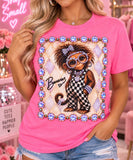 Additional view of Bananas glam monkey rhinestone graphic tee - Pink Ostrich Boutique