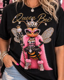 Queen Bee women’s rhinestone glam graphic tee - Pink Ostrich Boutique