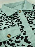 Leopard Button Down Shacket With Pockets