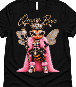 Queen Bee women’s rhinestone glam graphic tee - Pink Ostrich Boutique