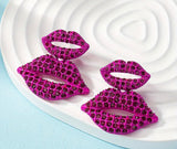 Lip rhinestone earrings