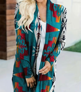 Turquoise Open Front Cardigan