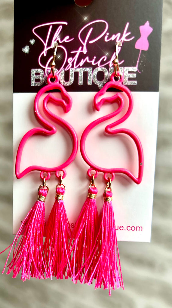 Neon Pink Flamingo Earrings