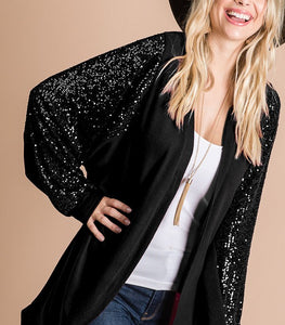 Sequin Sleeve Cardigan