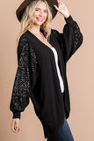 Sequin Sleeve Cardigan