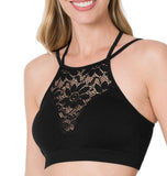 High Neck Lace Cut Out Bralette