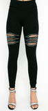 Vocal Black Rhinestone Laser Cut Bling Leggings