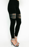 Vocal Black Rhinestone Laser Cut Bling Leggings