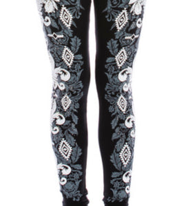 Vocal Black Fleur De Lis Leggings with rhinestones