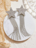 Rhinestone Star With Fringe Earrings