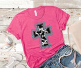 Bella Canvas Cow Print Cross Tee