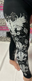 Vocal Black Fleur De Lis Leggings with rhinestones