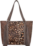 Trinity Ranch Floral Tooled Collection Leopard Tote