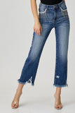 Risen High Rise Crop Straight Jean With pocket Bling Detail