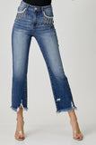 Risen High Rise Crop Straight Jean With pocket Bling Detail