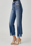 Risen High Rise Crop Straight Jean With pocket Bling Detail