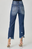 Risen High Rise Crop Straight Jean With pocket Bling Detail