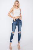 High Rise Distressed Skinny Ankle Jeans