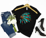 Black Indian Head Dress Tee