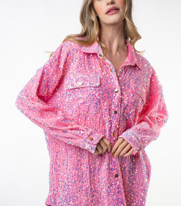 Pink Sequin Shacket