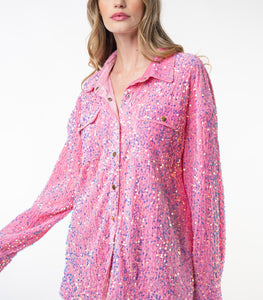 Pink Sequin Shacket