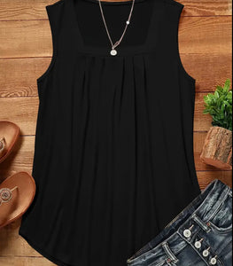 Black Square Neck Tank