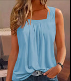 Blue Square Neck Tank