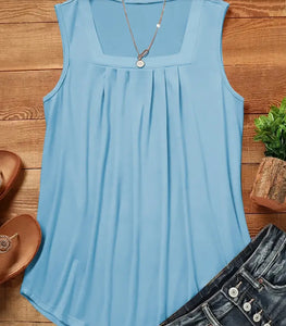 Blue Square Neck Tank