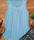 Blue Square Neck Tank