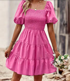 Pink Square Neck Dress