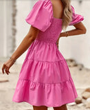 Pink Square Neck Dress