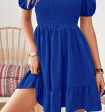 Blue Square Neck Dress