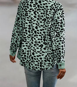 Leopard Button Down Shacket With Pockets