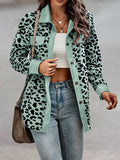 Leopard Button Down Shacket With Pockets