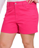 Zenana Hot Pink High Rise Jean Shorts