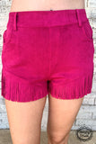 NASHVILLE BABE FRINGE SHORTS PINK