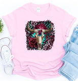 Light Pink Bull & Roses Tee